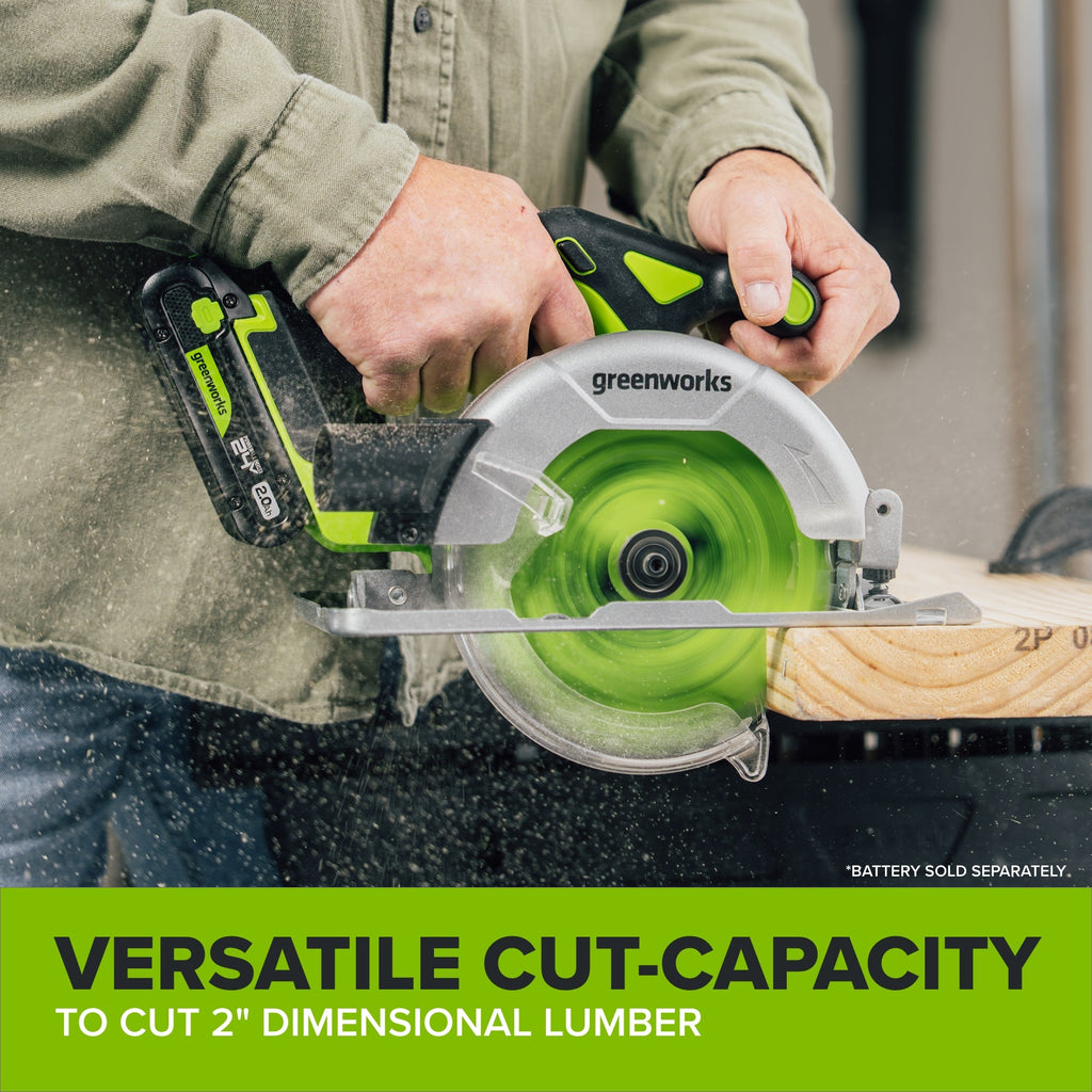 24V PowerAll 6-1/2" 5000RPM Circular Saw w/ 2PC Blades,Tool Only