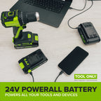 24V PowerAll 6-1/2" 5000RPM Circular Saw w/ 2PC Blades,Tool Only