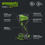 24V PowerAll Pro 530 in-lb Drill Driver and 2,200 in-lb Impact Driver Combo Kit, with (2) 2.0Ah Batteries, 65W Charger, 3' Cable, Belt Clips, Carrying Bag and 10-PCS Bit Set