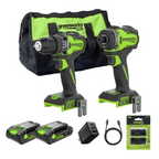 24V PowerAll Pro 530 in-lb Drill Driver and 2,200 in-lb Impact Driver Combo Kit, with (2) 2.0Ah Batteries, 65W Charger, 3' Cable, Belt Clips, Carrying Bag and 10-PCS Bit Set