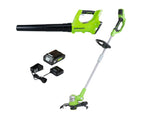 24V 12" Cordless Battery String Trimmer & 330 CFM Leaf Blower Combo Kit w/ 2.0 Ah Battery & Charger