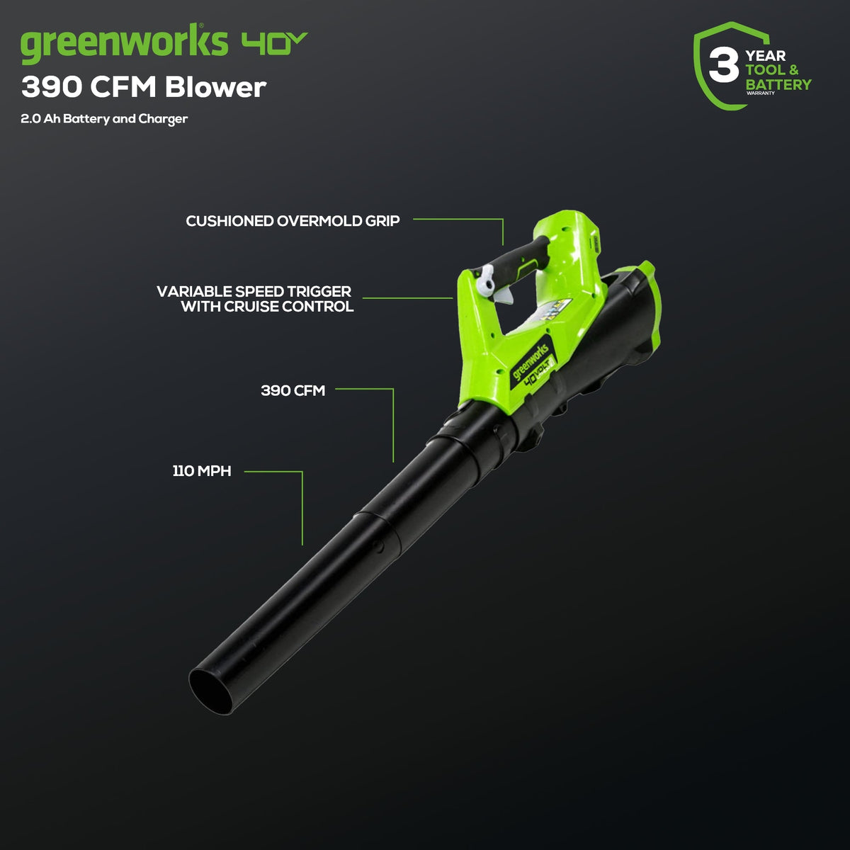 40V 12" Cordless String Trimmer and 390CFM Leaf Blower Combo Kit w/ 2.0Ah Battery & Charger