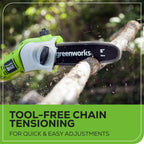 40V 8" Cordless Battery Pole Saw and Hedge Trimmer Attachment: 2.0 Ah Battery and Charger