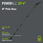 24V 8" Cordless Battery Pole Saw (Tool Only)