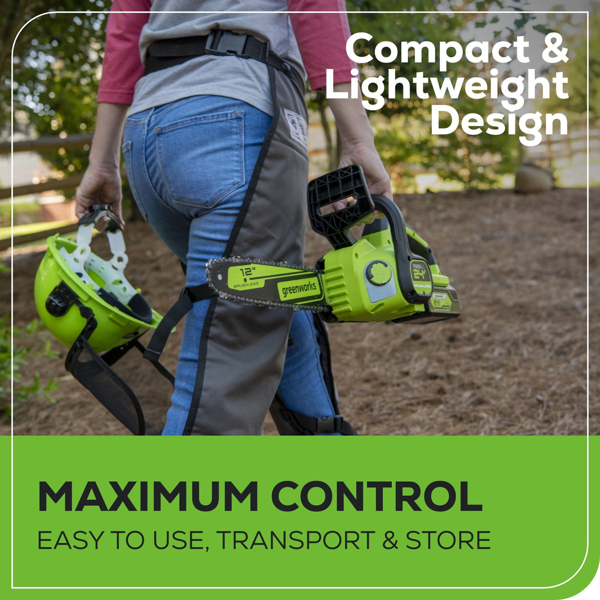 24V 12" Cordless Battery Chainsaw: 4.0 Ah USB Battery and Charger