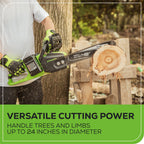 48V (24V x 2) 14" Cordless Battery Chainsaw: (2) 4.0 Ah USB Batteries and Dual-Port Charger