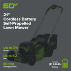 60V 21" Cordless Battery Self-Propelled Lawn Mower w/ Two (2) 4.0Ah Batteries & Dual Port Charger, LM2116S