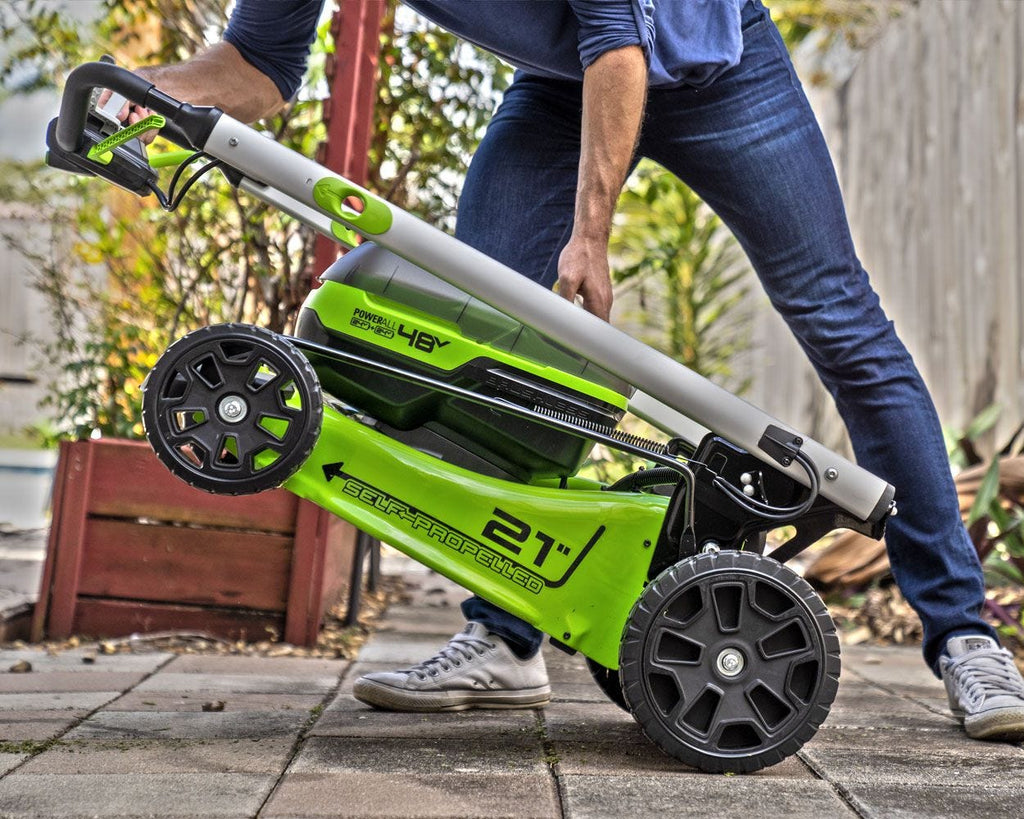 48V (24V x 2) 21" Cordless Battery Self-Propelled Lawn Mower w/ (4) 4.0Ah USB Batteries & (2) Dual Port Chargers, LM2102S