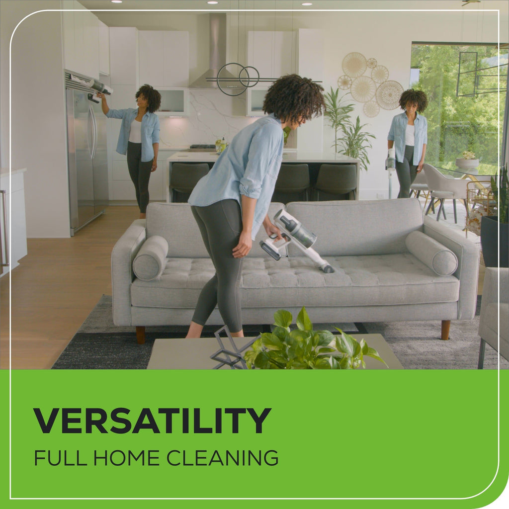 24V Cordless Battery White Stick Vacuum: 4.0 Ah USB-C Battery and Charger