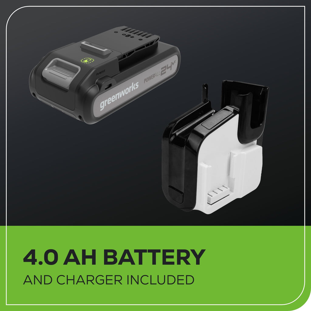 24V Cordless Battery White Stick Vacuum: 4.0 Ah USB-C Battery and Charger