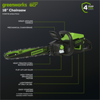 60V 18" Cordless Battery 2.0 kW Chainsaw (Tool Only)