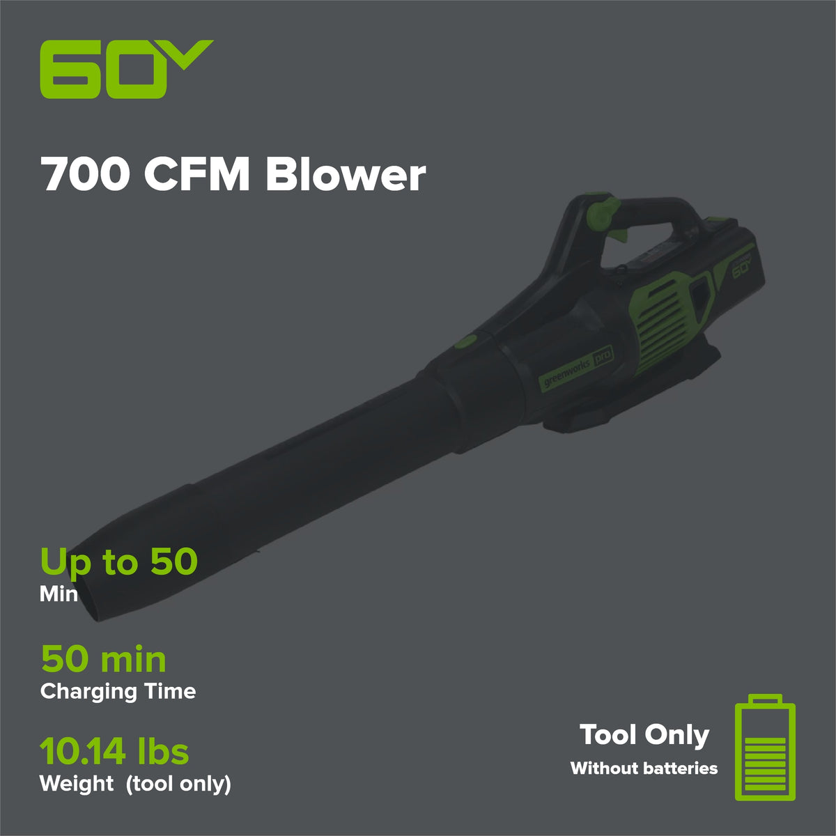 60V 700 CFM Cordless Battery Leaf Blower (Tool Only)