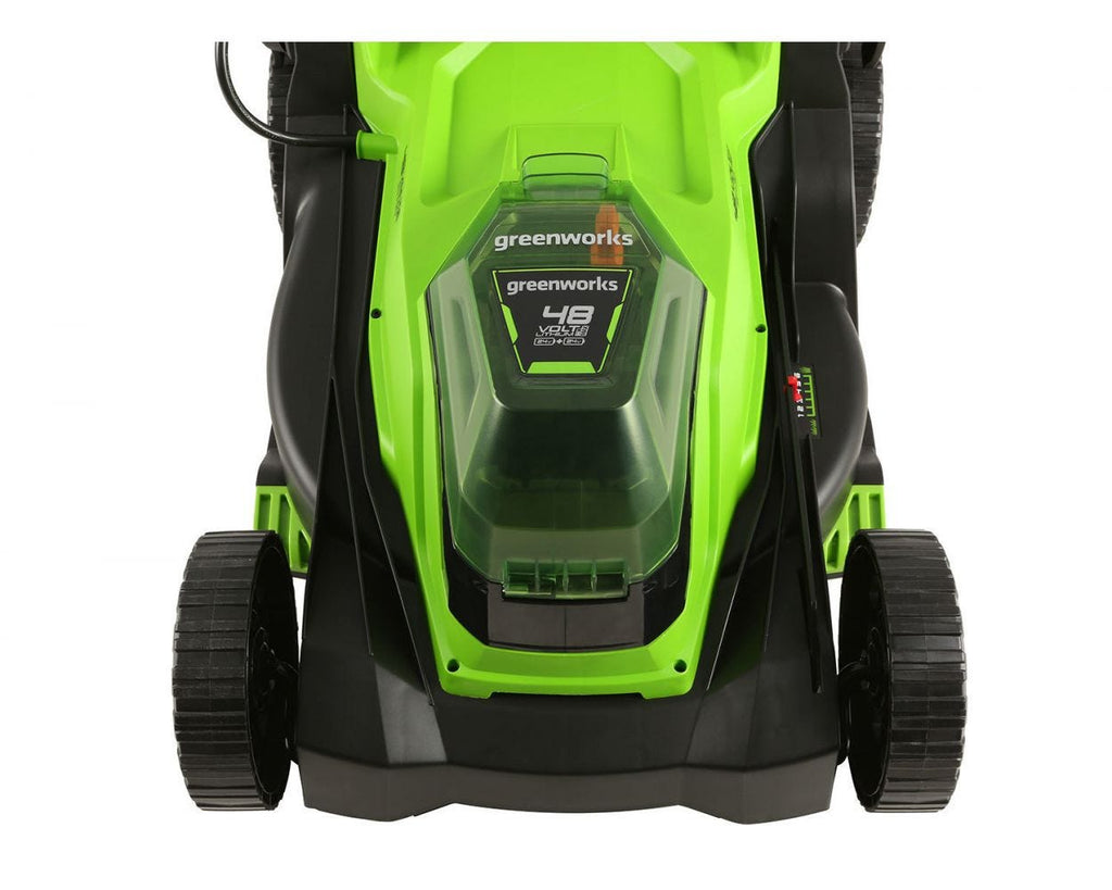 48V (24V x 2) 17" Cordless Battery Push Lawn Mower w/ Two (2) 4.0Ah USB Batteries & Dual Port Charger, LM1712