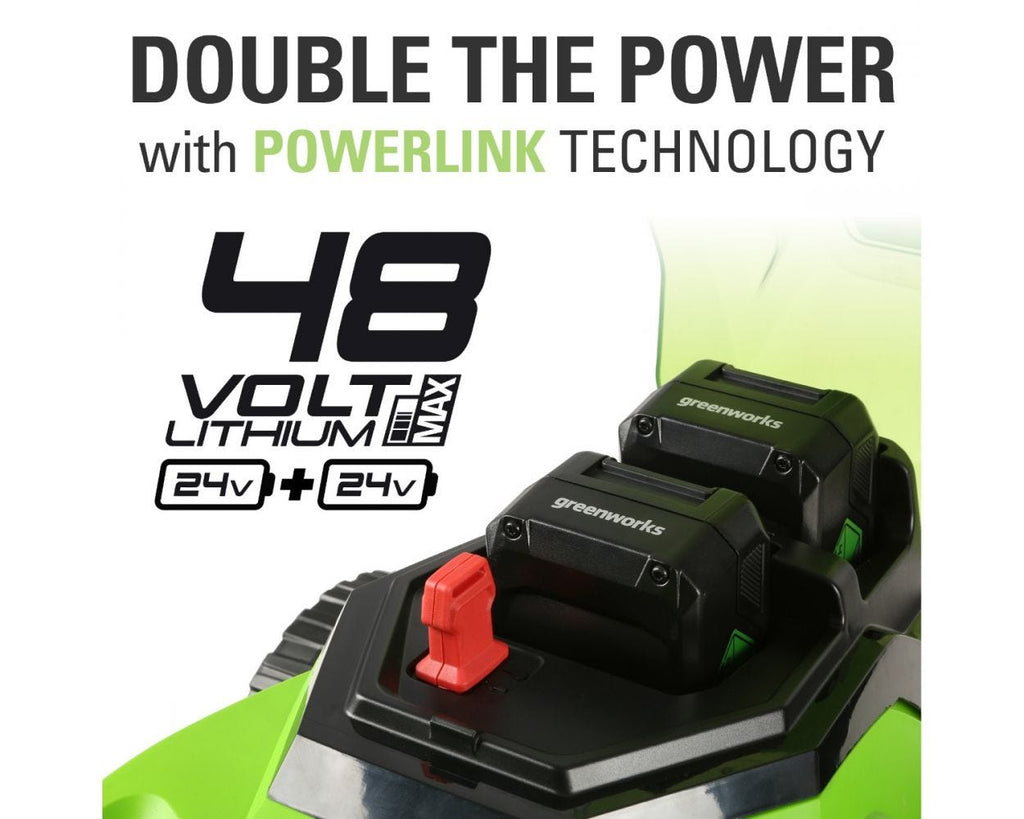 48V (24V x 2) 17" Cordless Battery Push Lawn Mower w/ Two (2) 4.0Ah USB Batteries & Dual Port Charger, LM1712