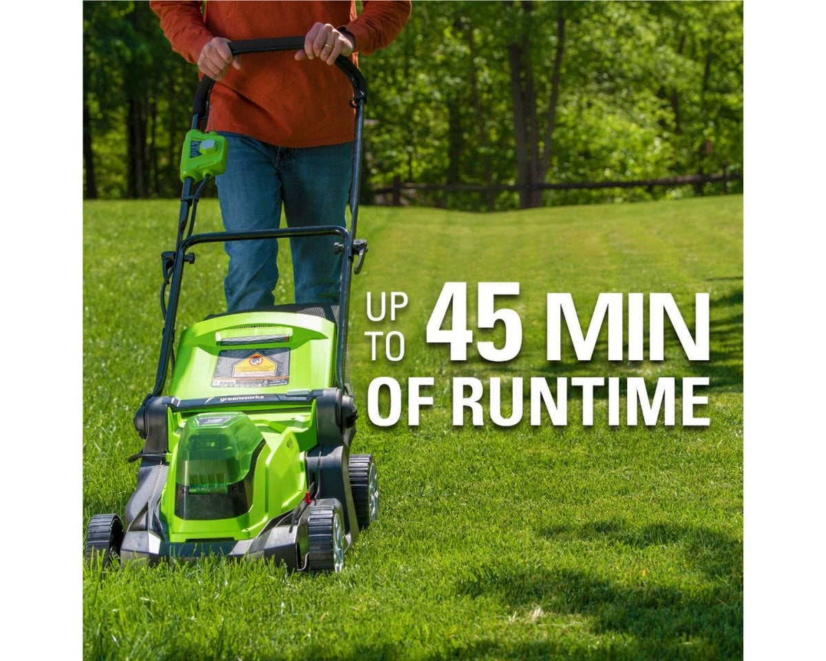 48V (24V x 2) 17" Cordless Battery Push Lawn Mower w/ Two (2) 4.0Ah USB Batteries & Dual Port Charger, LM1712