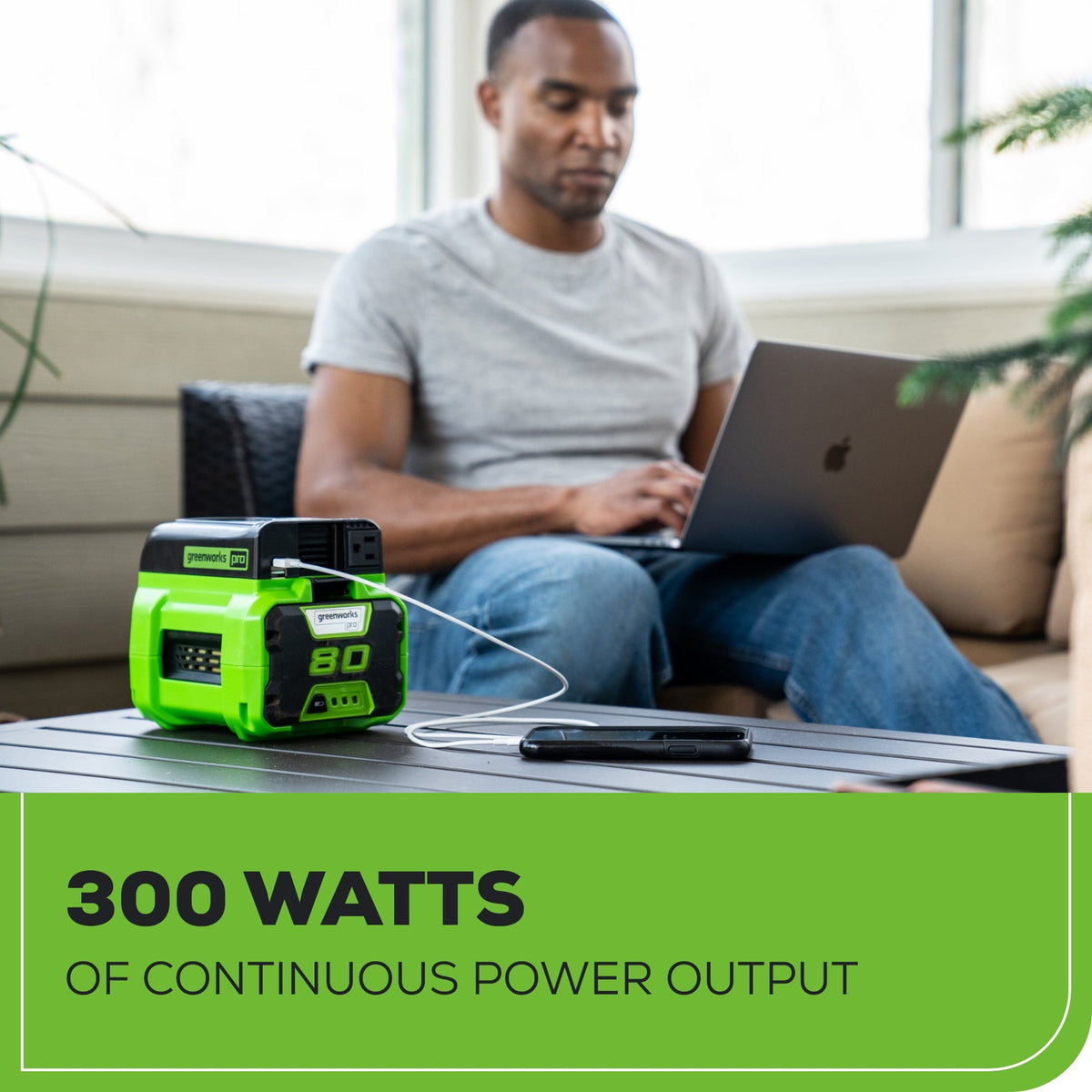 80V Cordless Battery 300 Watt Power Inverter (Tool Only)