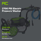 2700 PSI 2.3 GPM Cold Water Electric Pressure Washer