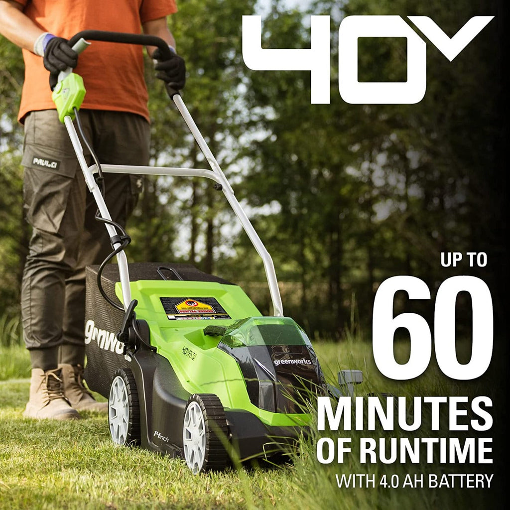 40V 14" Cordless Battery Push Lawn Mower: 4.0 Ah Battery and Charger, LM1404