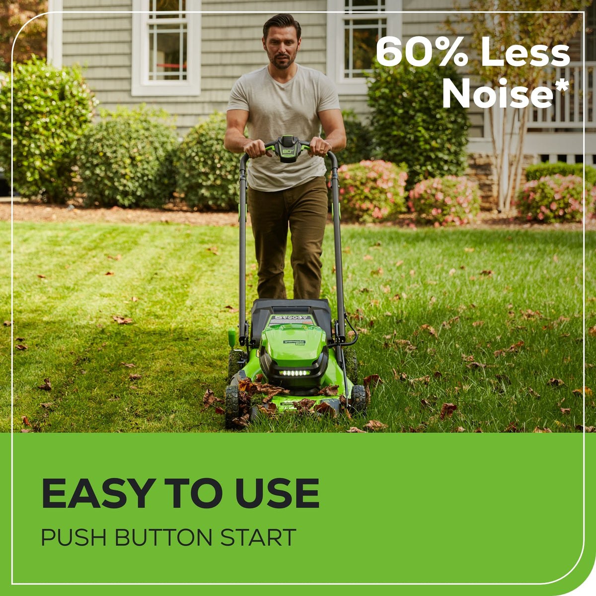 80V 21" GEN 2 Cordless Battery 4-in-1 Push Lawn Mower (Auto Switch): 4.0 Ah Battery and Charger, LM2118