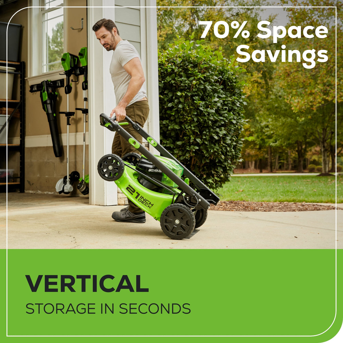 80V 21" GEN 2 Cordless Battery 4-in-1 Push Lawn Mower (Auto Switch): 4.0 Ah Battery and Charger, LM2118