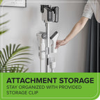 24V Cordless Battery White Stick Vacuum 3-in-1 Bundle: (2) 4.0 Ah USB Batteries and Charging Stand