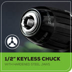 24V Brushless 1/2" 310 in/lbs Drill Kit: (2) 2Ah Batteries and Charger, 8-piece Bit Set and Tool Bag Included