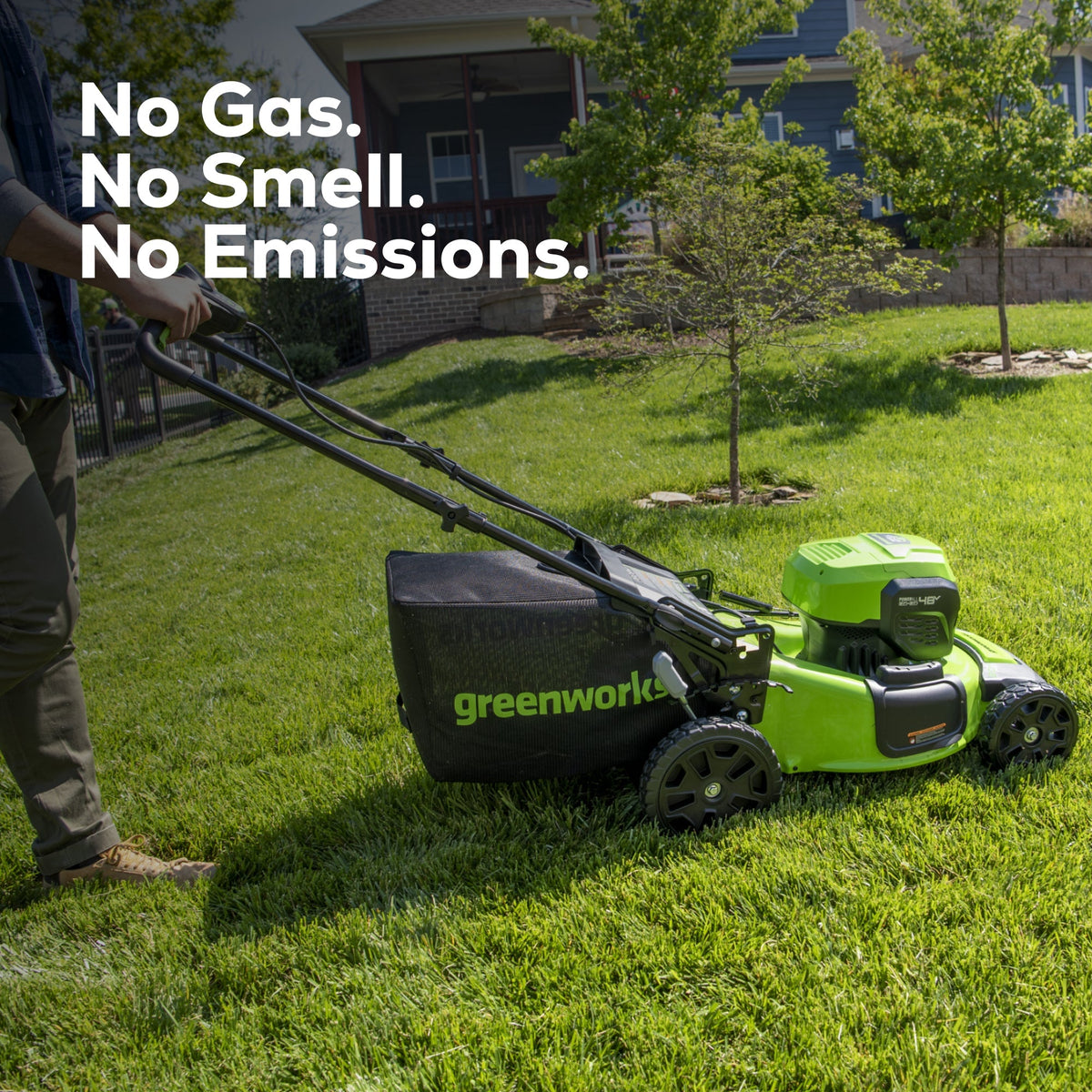 48V (24V x 2) 20" Cordless Battery Push Mower: (2) 4.0 Ah USB Batteries and Dual-Port Rapid Charger, LM2002