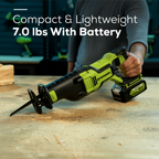 24V Cordless Battery Reciprocating Saw: 4.0 Ah USB Battery and Charger