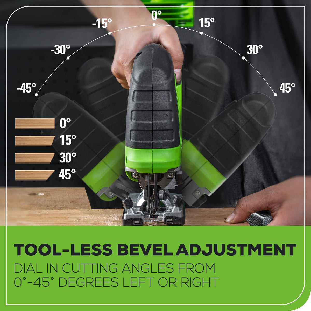 24V Cordless Battery Jig Saw: 4.0 Ah USB Battery and Charger