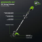 80V 13" String Trimmer: 2.0 Ah Battery and Charger
