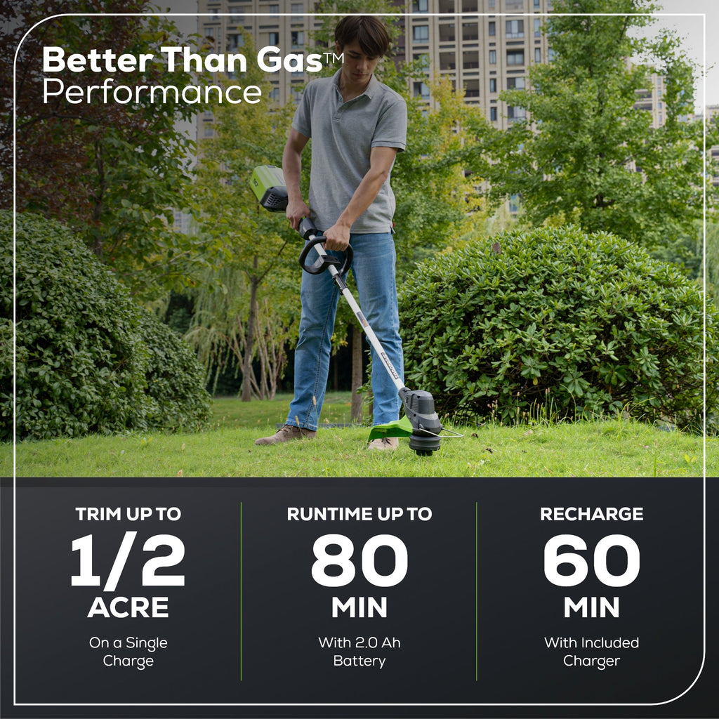 80V 13" String Trimmer: 2.0 Ah Battery and Charger