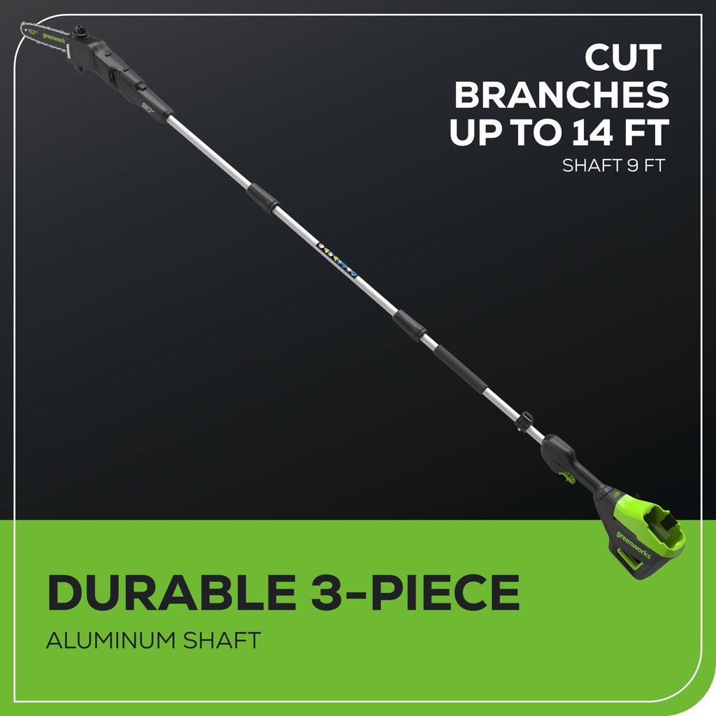 80V 20" Cordless Battery Pole Hedge and 10" Pole Saw Combo Kit: 2.0 Ah Battery and Rapid Charger