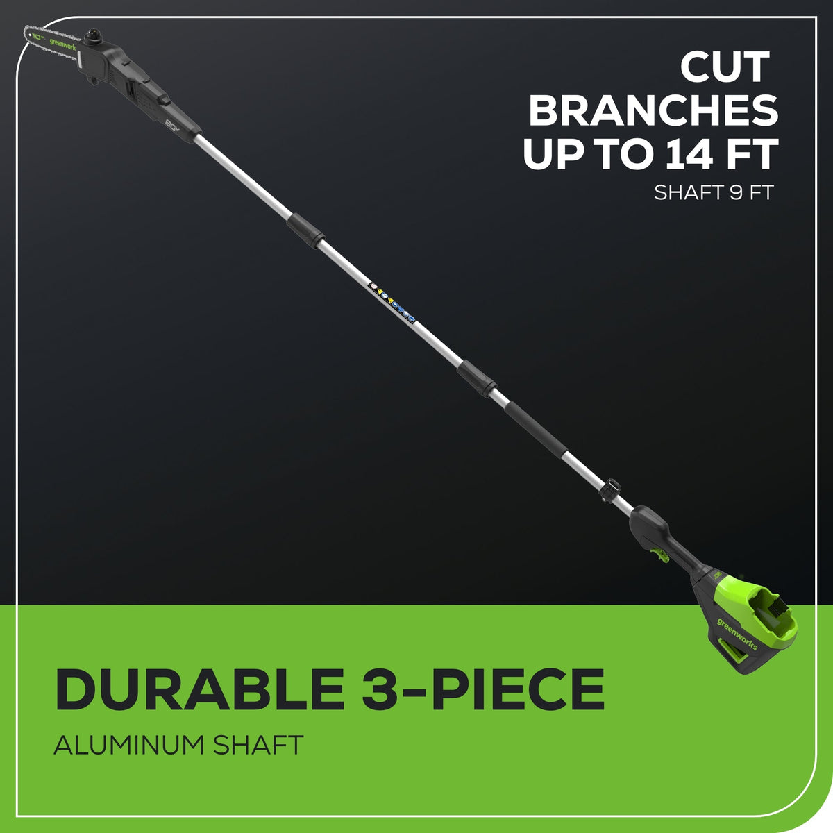 80V 20" Cordless Battery Pole Hedge and 10" Pole Saw Combo Kit: 2.0 Ah Battery and Rapid Charger