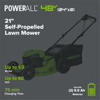 48V (24V x 2) 21" Cordless Battery Self-Propelled Mower & Blower Combo Kit w/ (3) Batteries & Chargers