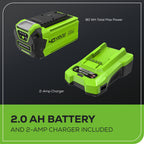 40V 15" Gen 2 Cordless String Trimmer: (1) 2.0 Ah Battery, (1) 2A Charger