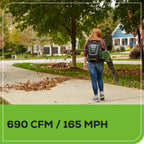 80V 690 CFM Cordless Battery Dual-Port Backpack Blower: (2) 4.0 Ah Batteries and Dual-Port Rapid Charger