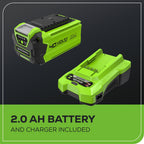 40V Cordless Battery Backpack Sprayer: 2.0 Ah USB Battery and Charger