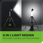 24V Cordless Battery 2-in-1 Standing Light Kit: 2.0 Ah Battery and Charger