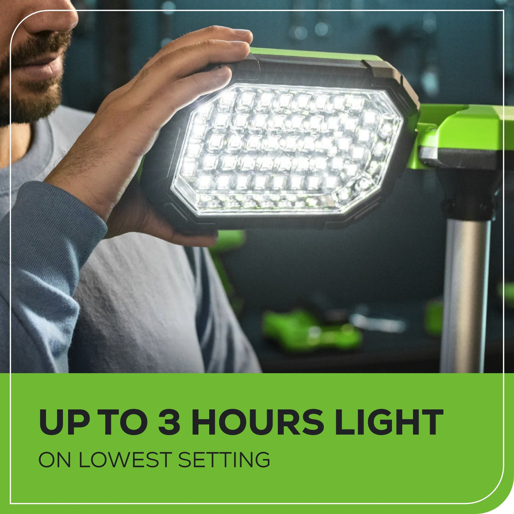 24V Cordless Battery Standing Light Kit: 2.0 Ah Battery and Charger