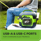 24V Cordless Battery Bluetooth Speaker: 2.0 Ah Battery and Charger