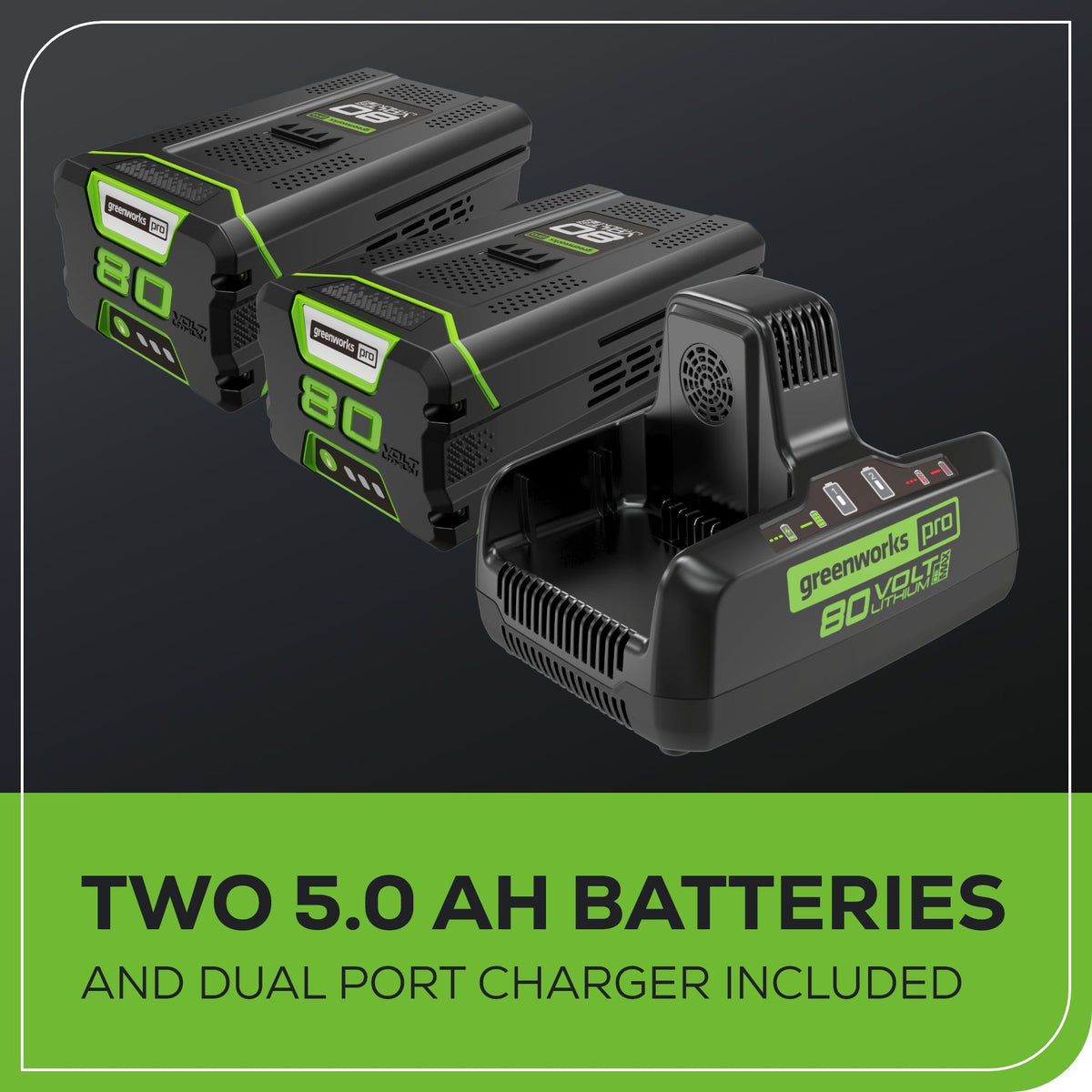80V 24" Cordless Battery Two-Stage Snow Blower: (2) 5.0 Ah Batteries and Dual-Port Rapid Charger