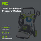2000 PSI 1.2 GPM Cold Water Electric Pressure Washer