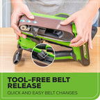 24V 3in x 18in Brushless Cordless Belt Sander and Dust Bag: 4.0 Ah Battery and Charger