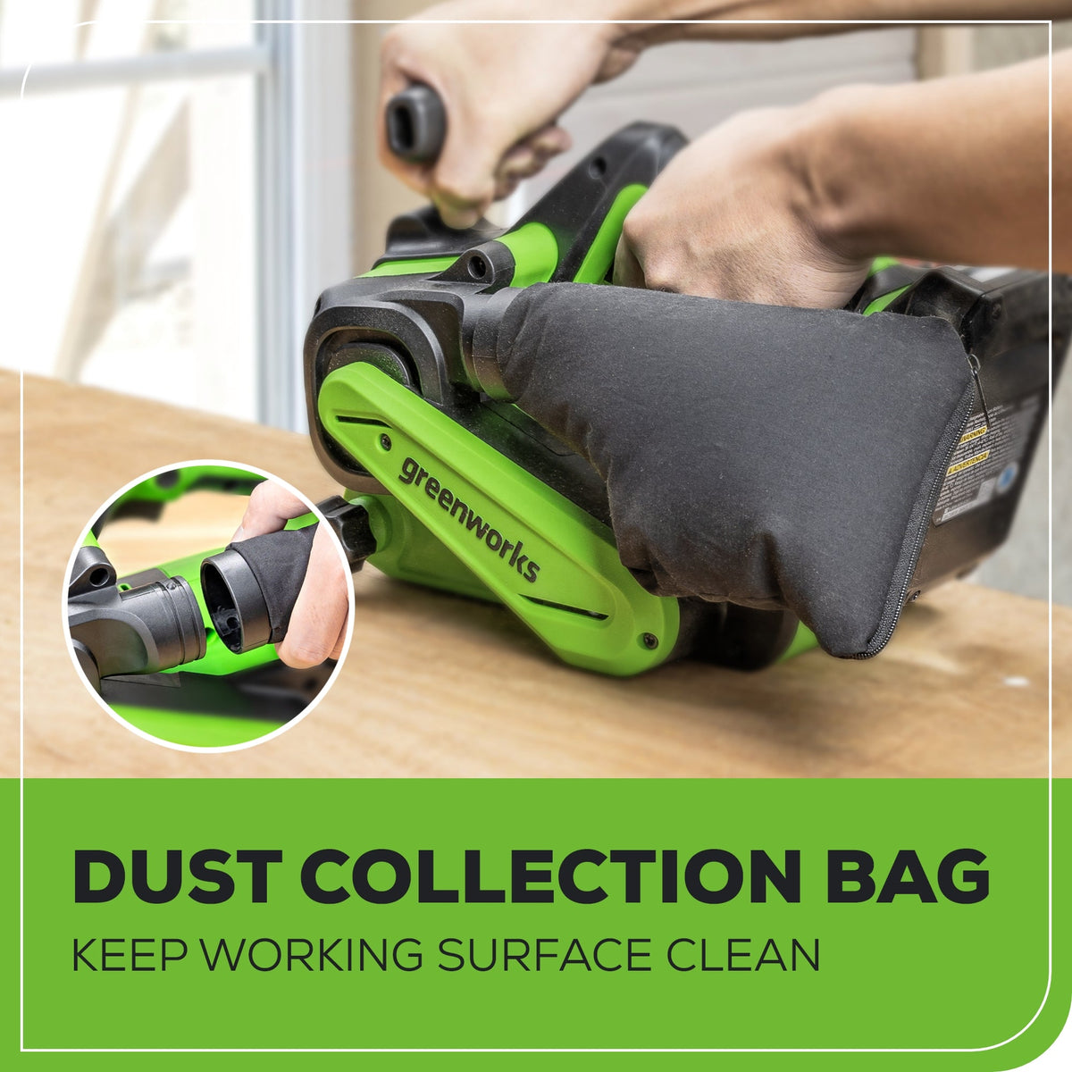 24V 3in x 18in Brushless Cordless Belt Sander and Dust Bag: 4.0 Ah Battery and Charger