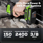 24V 3/8" Cordless Battery Impact Wrench: 2.0 Ah Battery and Charger