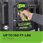 24V 3/8" Cordless Battery Impact Wrench: 2.0 Ah Battery and Charger