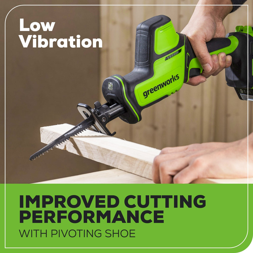 24V 1" One-Handed Compact Reciprocating Saw: 2.0 Ah Battery and Charger