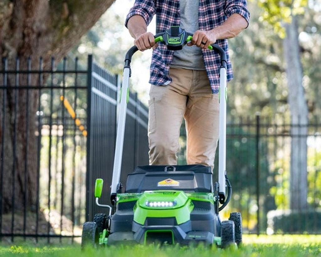 60V 25" Cordless Battery Self-Propelled Mower Combo Kit, Blower: (2) 4.0 Ah Batteries and Dual-Port Charger