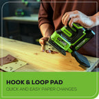 24V Cordless Battery Quarter Sheet Sander: 2.0 Ah Battery and Charger