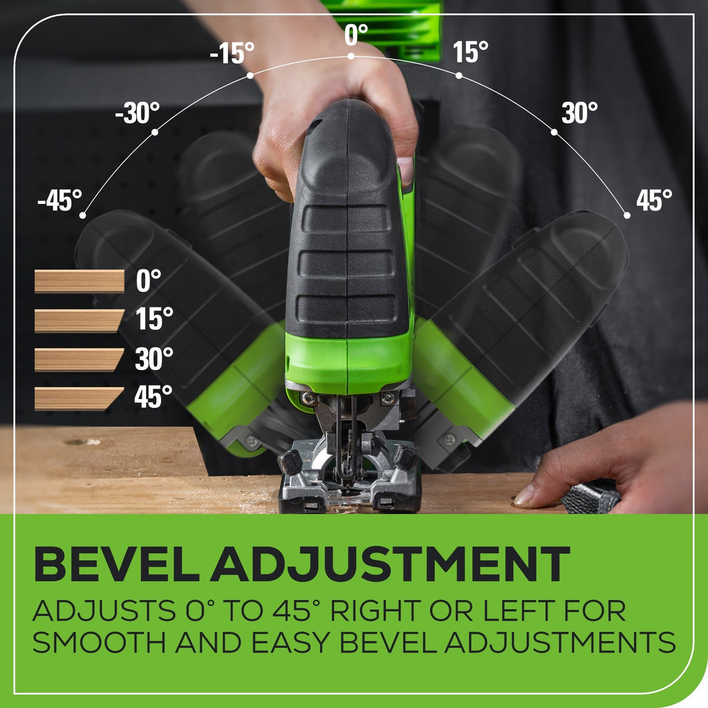 24V Cordless Battery Brushless Jig Saw: 2.0 Ah Battery and Charger